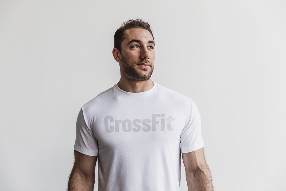 T-Shirts NOBULL Homme Blanche - NOBULL Crossfit®,France (6470-LQFYI)